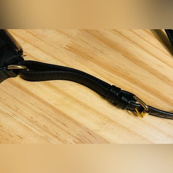 Black Satin Purse With Gold Zippers - Picture 5 of 7